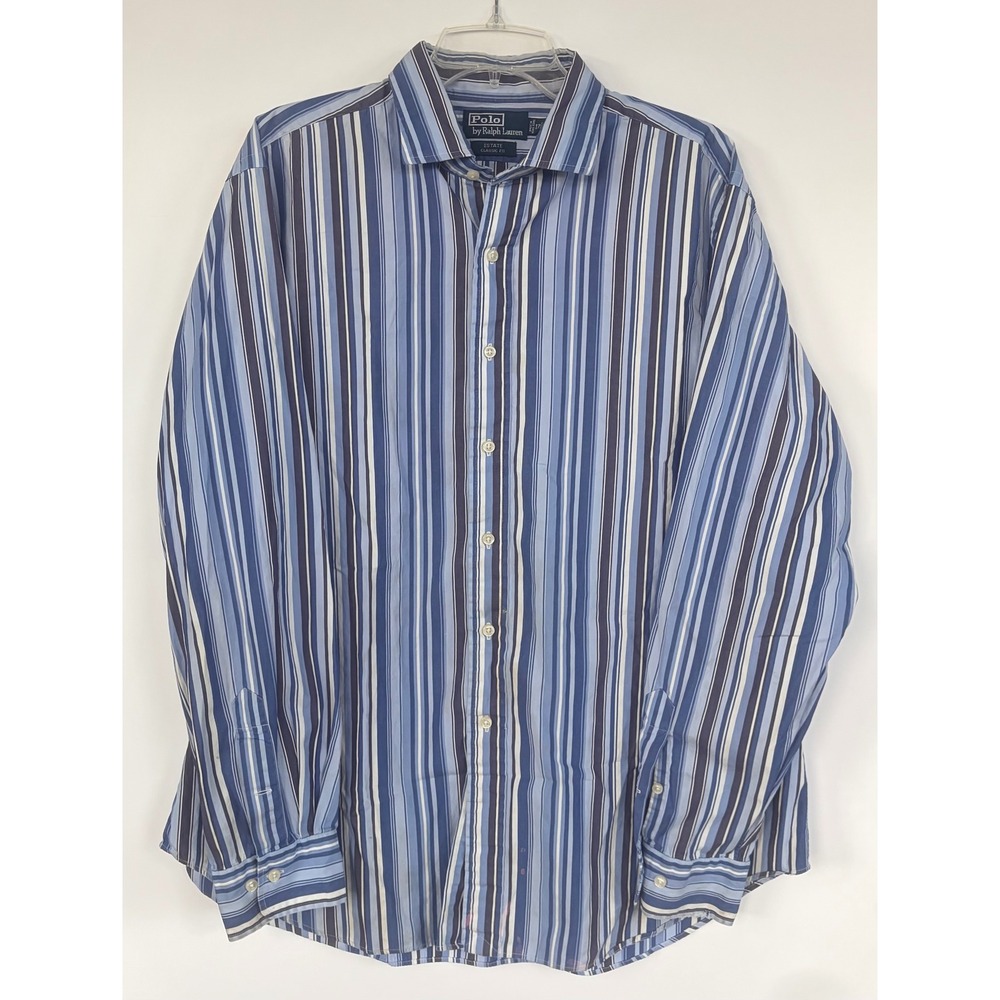 Polo Ralph Lauren Estate Classic Fit Striped Shirt Mens XL Blue Long Sleeve XL
